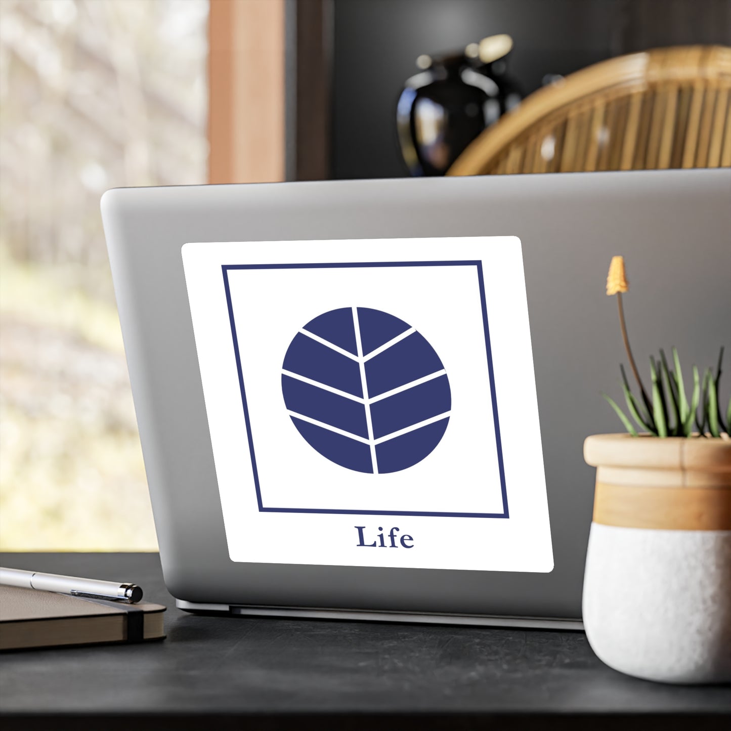 Life - Leben Symbol Sticker (Blue/White)