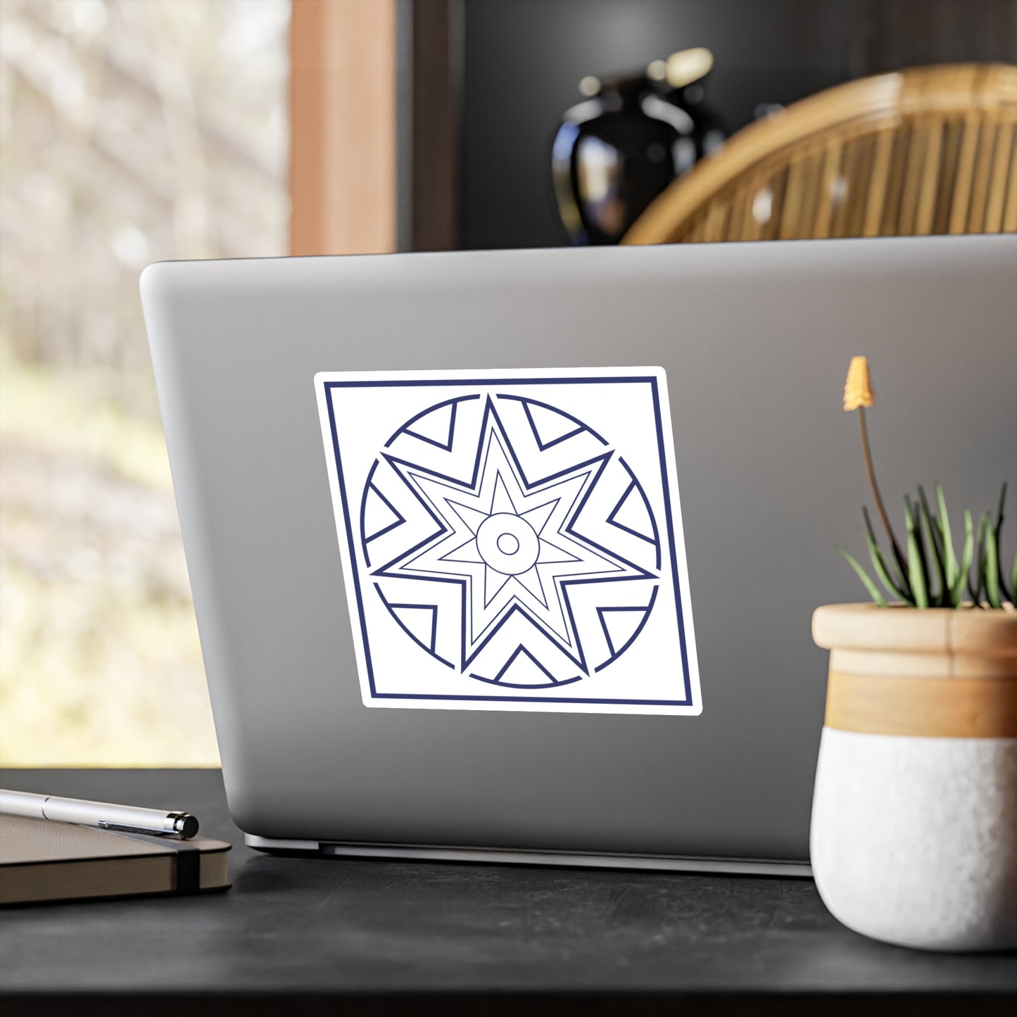 Streben (Striving) Symbol - Sticker/Decal (Blue/White)