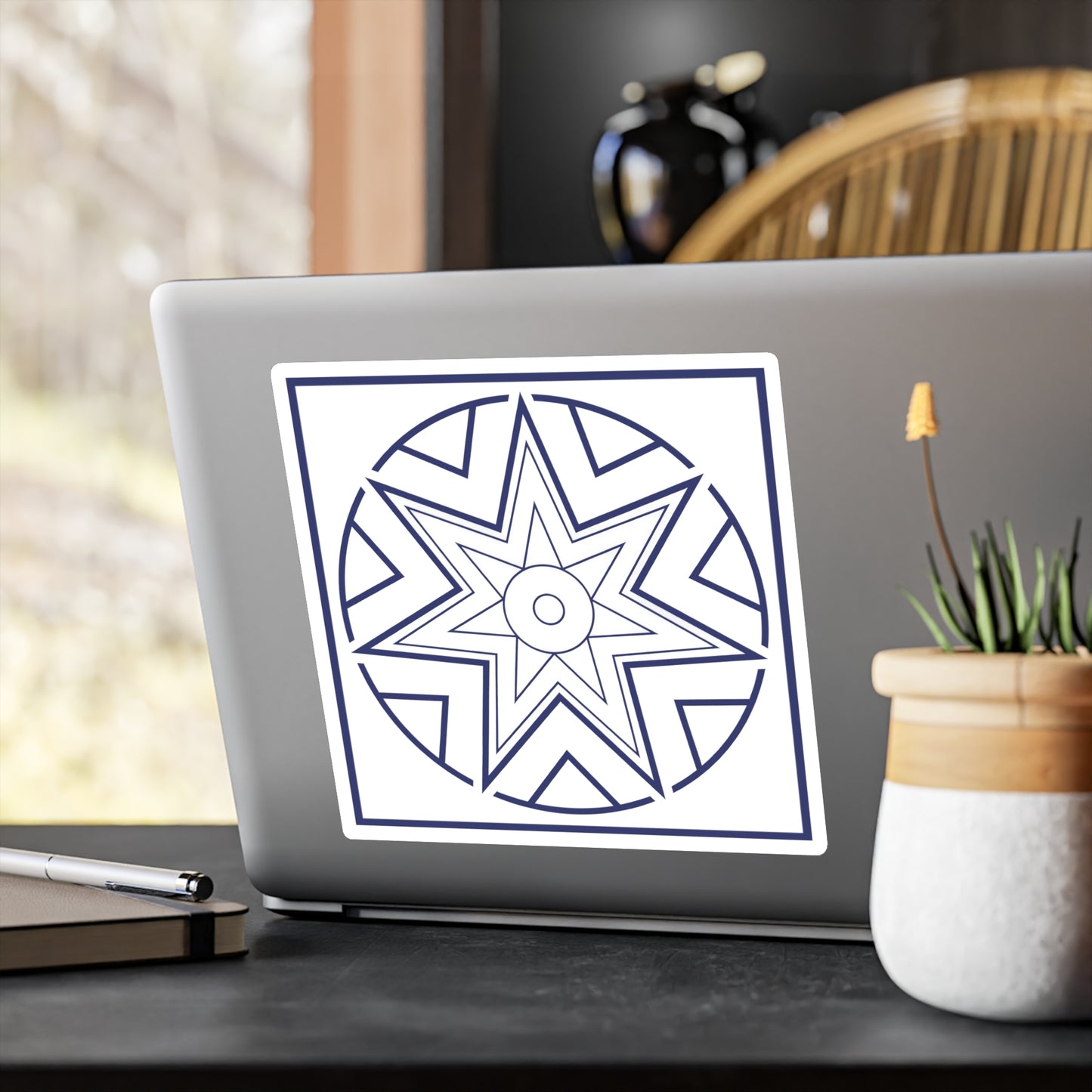 Streben (Striving) Symbol - Sticker/Decal (Blue/White)